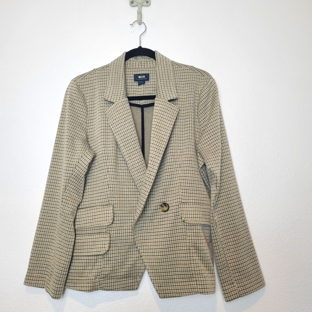 Anthropologie Maeve Houndstooth Stretch Knit Collegiate Blazer Jacket - Picture 4 of 8